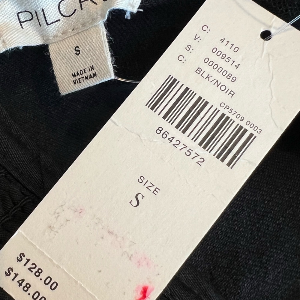 Anthropologie Puff-Sleeve Off-The-Shoulder Moto Blouse by Pilcro Small Black NWT - Picture 11 of 13